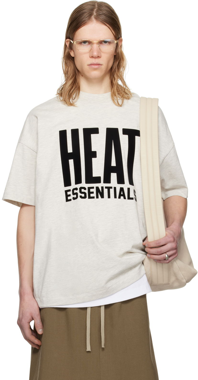 T-paita Fear of God ESSENTIALS NBA Heat Short Sleeve T-Shirt Beige | 125AL244302F