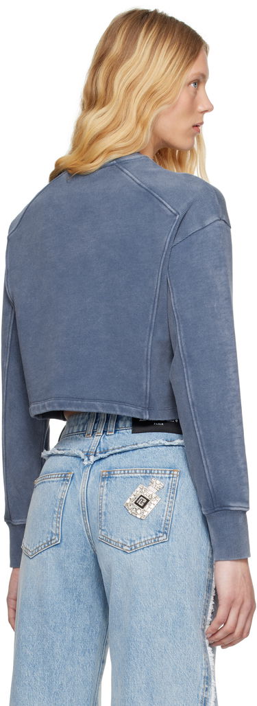 Villapaita Balmain Balmain 'Couture' Cropped Embroidered Sweatshirt Sininen | EF1JO076BC96, 2