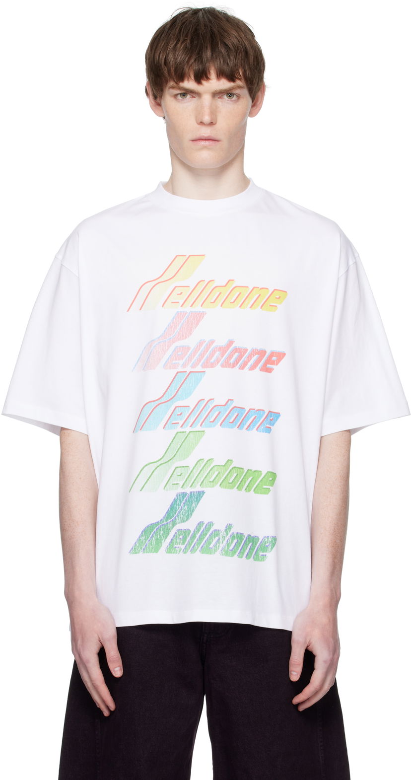 T-paita We11done Multi Rainbow Logo T-Shirt Valkoinen | WD-TT2-25-755-U-WH