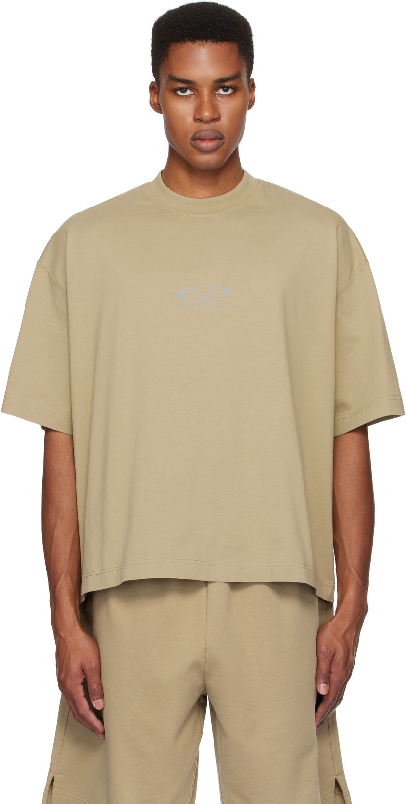T-paita VETEMENTS Oval Logo Cropped Boxy T-Shirt Beige | UA66TR600T