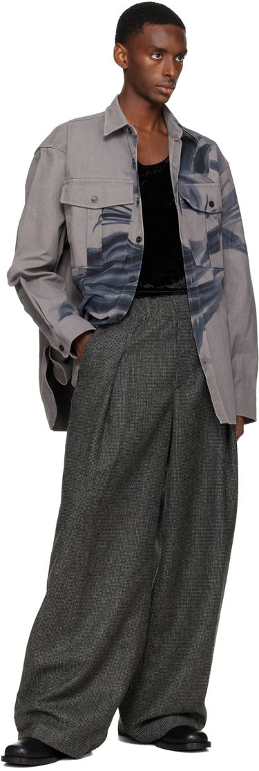 Paita Dries Van Noten Dries Van Noten Abstract Leaf Print Oversized Cotton Shirt Harmaa | 252-020768-2368, 3