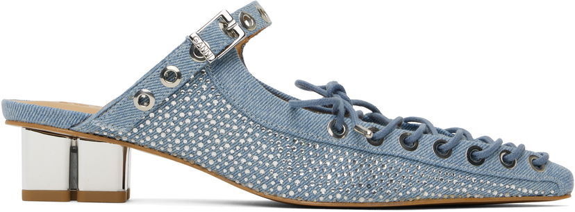 Tennarit ja kengät GANNI GANNI Denim Lace-Up Mules Sininen | S2926
