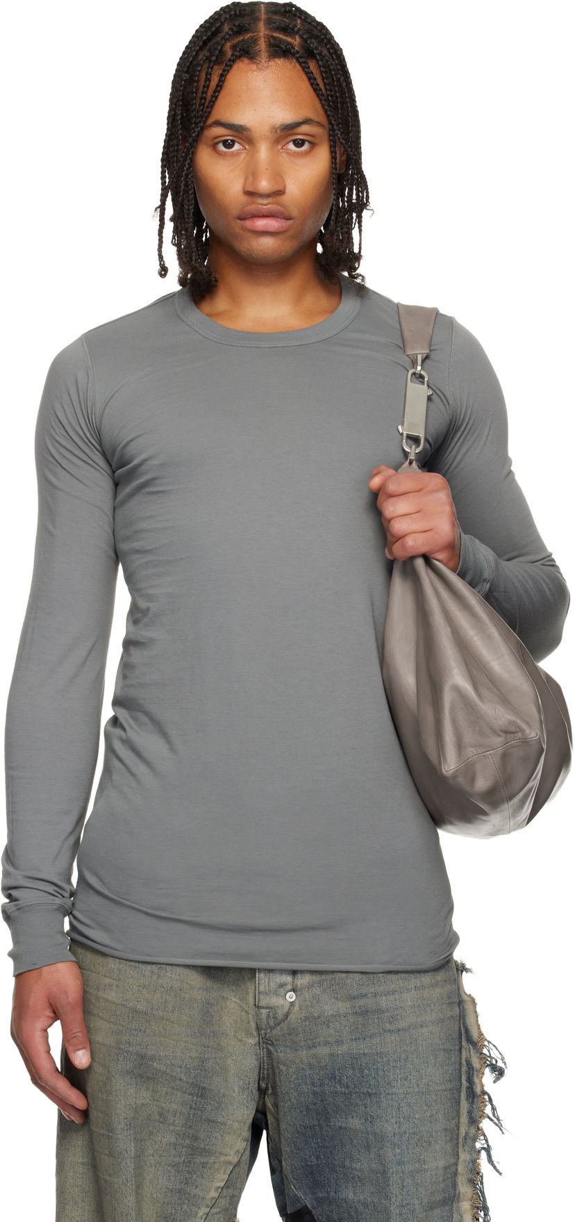 T-paita Rick Owens Concordians Basic LS T-shirt Harmaa | RU02E1252 JA