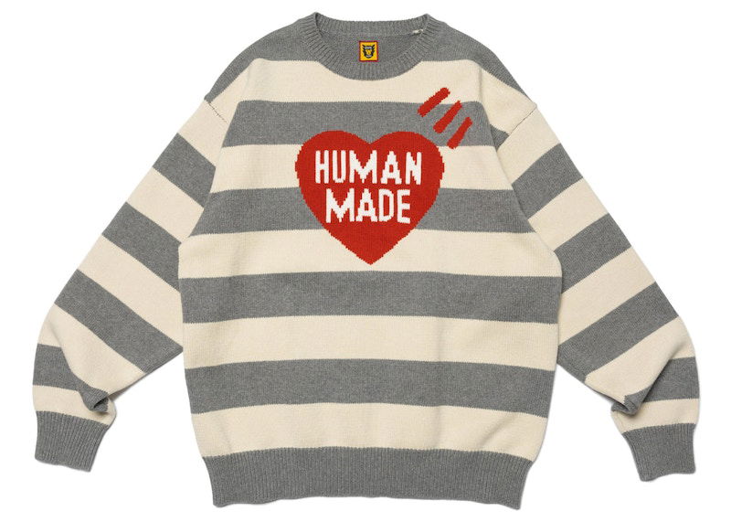Villapaita Human Made Striped Heart Knit Sweater Harmaa | HM25CS002
