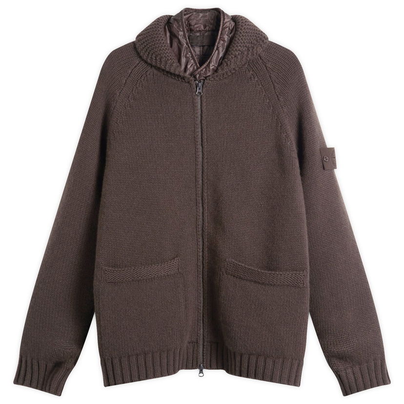 Takki Stone Island Ghost Cashmere Knitted Full-Zip President Jacket with Padded Collar Ruskea | K2S155100080-V0070