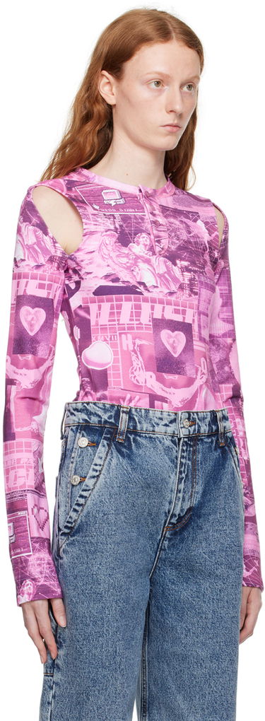 Body Moschino Graphic Print Cut-Out Long Sleeve Bodysuit Vaaleanpunainen | 1101 8254, 1