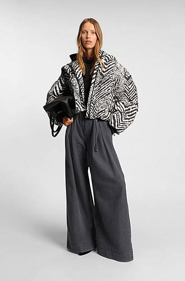 Puffer takki BOSS Water-repellent hooded jacket with herringbone print Monivärinen | 50550363, 1