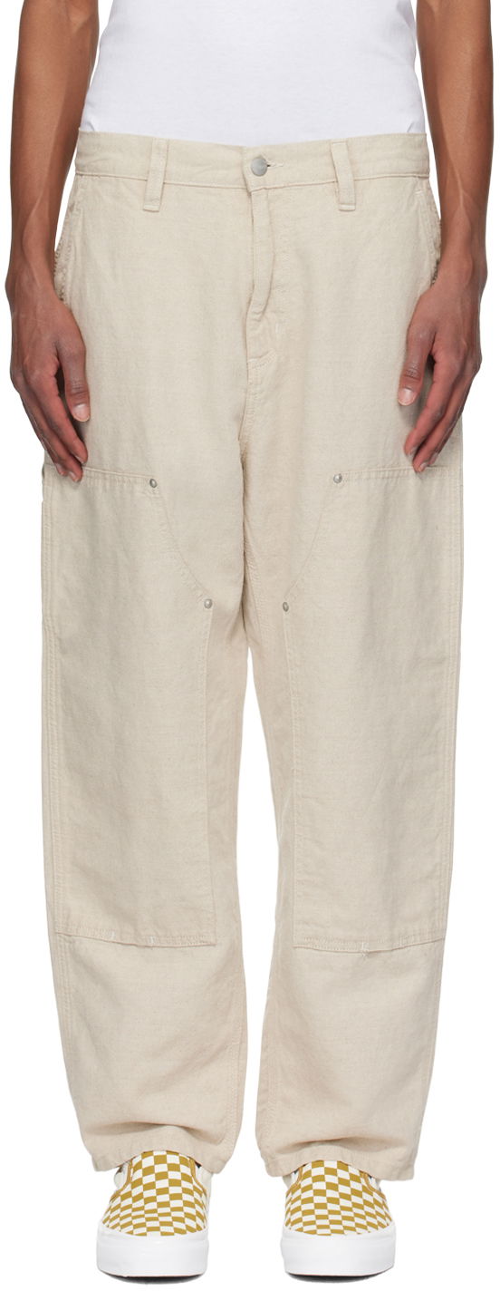 Cargo housut Carhartt WIP Linen Double Knee Trousers Beige | I033580