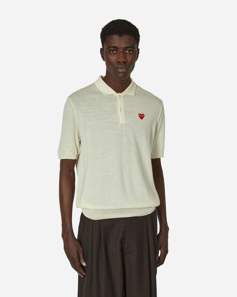 Poolopaita Comme des Garçons Red Heart Polo Sweater Off White Valkoinen | P1N094 6