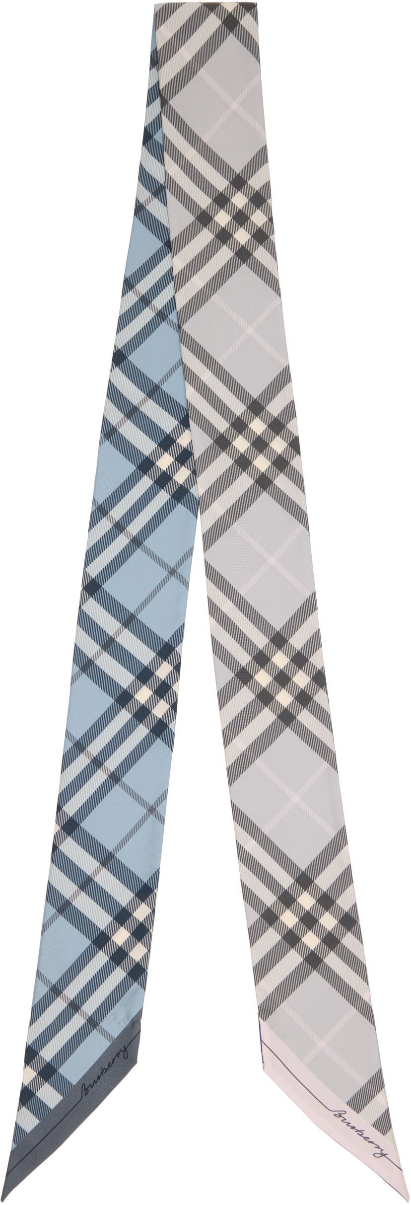 Huivi Burberry Burberry Skinny Contrast Check Silk Scarf Sininen | 8110365