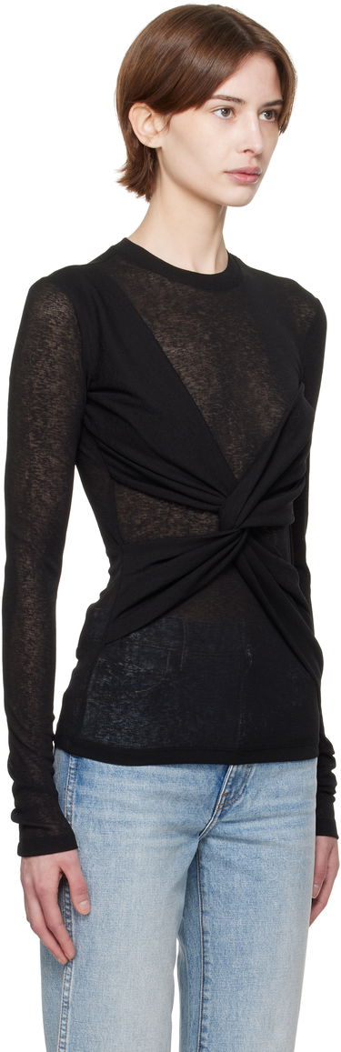 Villapaita Nanushka Nanushka Izolda Draped Mesh Jersey T-Shirt Musta | NW25RSTP16499, 1