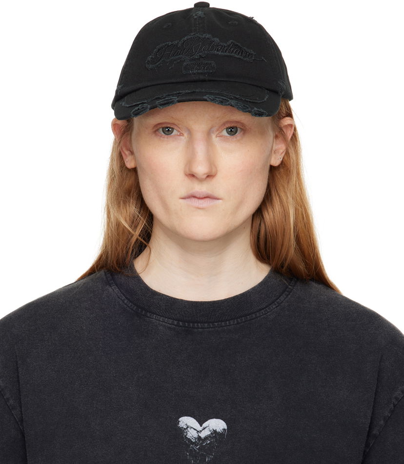 Korkki Han Kjøbenhavn Han Kjobenhavn Distressed Ripped Cap Musta | A-133000