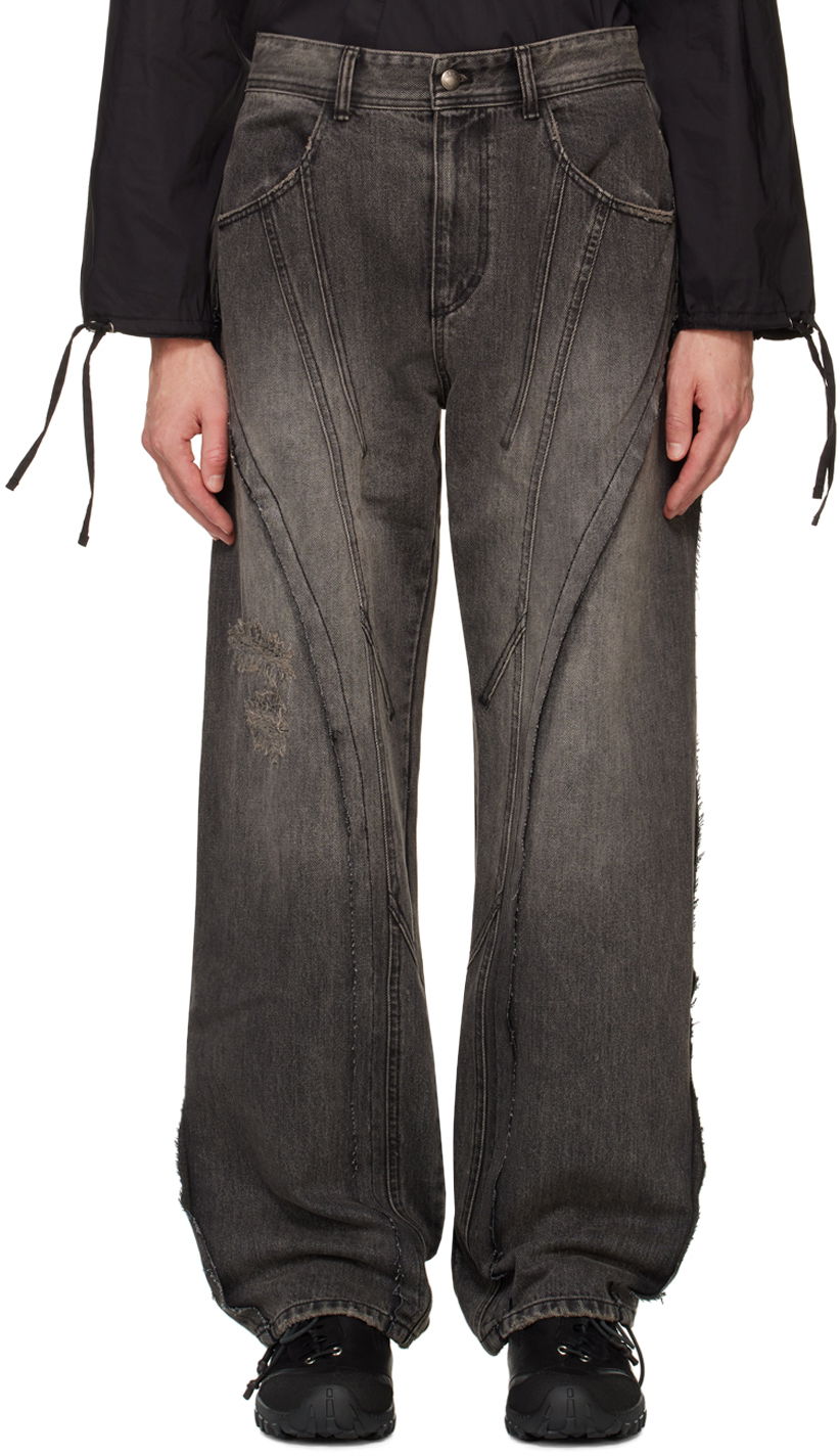 Jeans Andersson Bell Black Panel Carpenter Wide-Leg Jeans Harmaa | apa743m