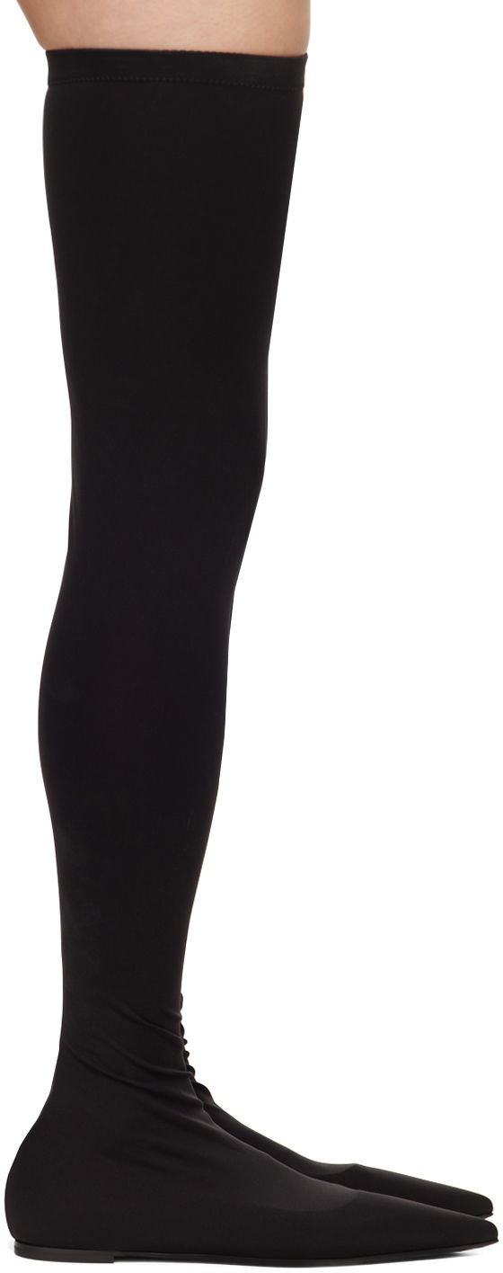 Tennarit ja kengät Dolce & Gabbana Stretch Jersey Thigh-High Flats Musta | CU1115 AV590