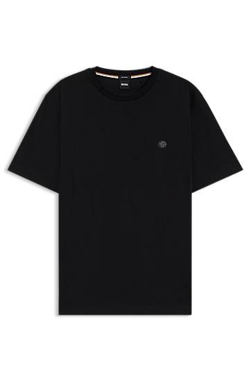 T-paita BOSS Regular Fit Cotton T-Shirt with Double B Monogram Musta | 50520298