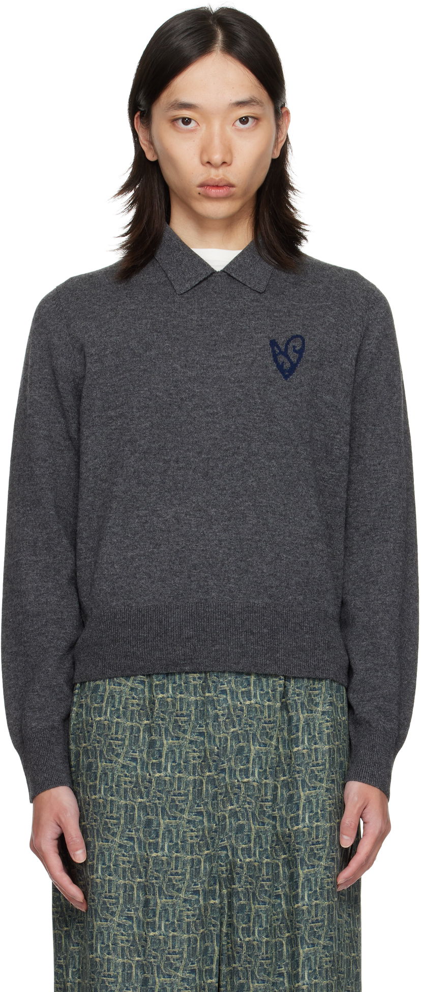 Villapaita Acne Studios Acne Studios Yak Wool Polo Sweater Harmaa | B60380-