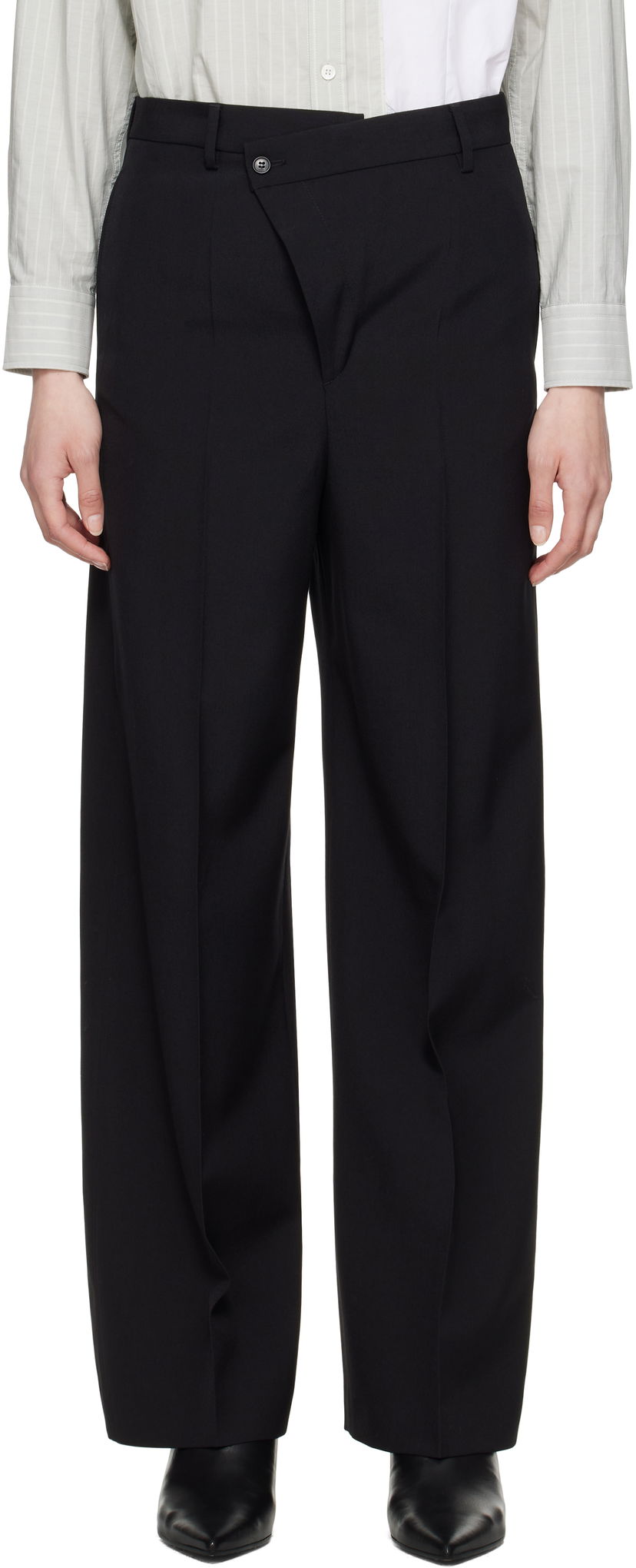 Housut Maison Margiela MM6 Maison Margiela Light Wool Blend Wide Leg Trousers Musta | S62KB0222 M35436