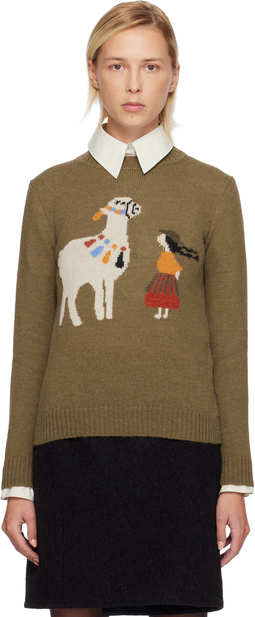 Villapaita Max Mara Weekend Nitra Knit Graphic Sweater Vihreä | 2525366292600