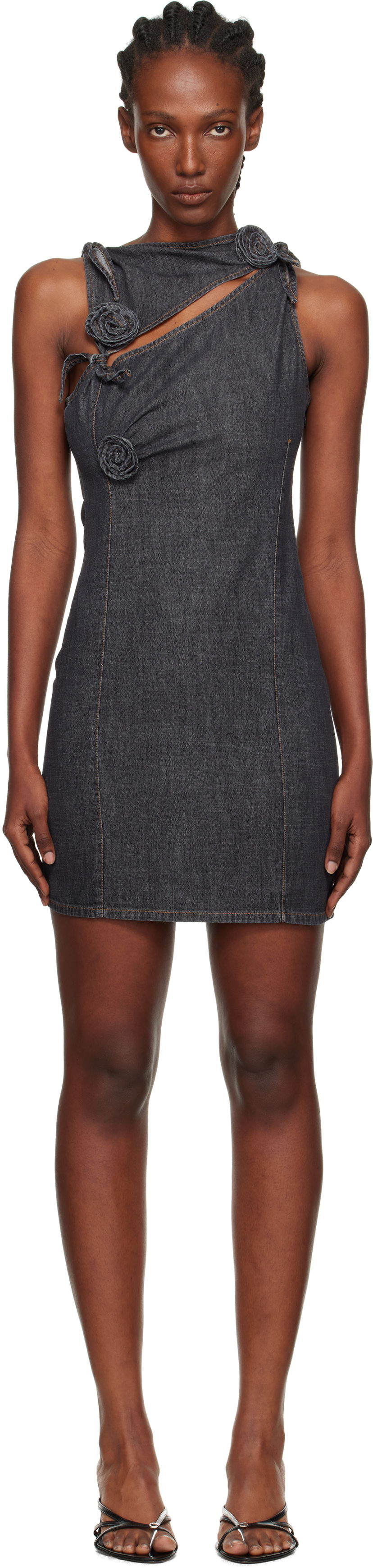 Mekko Coperni Flower Denim Minidress Harmaa | COPR158F2046