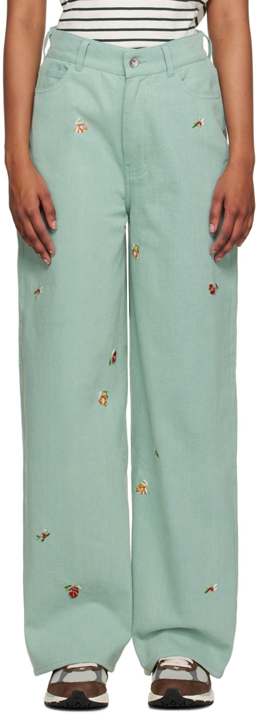 Jeans YMC YMC Embroidered Papa Jeans Vihreä | Q4UAF