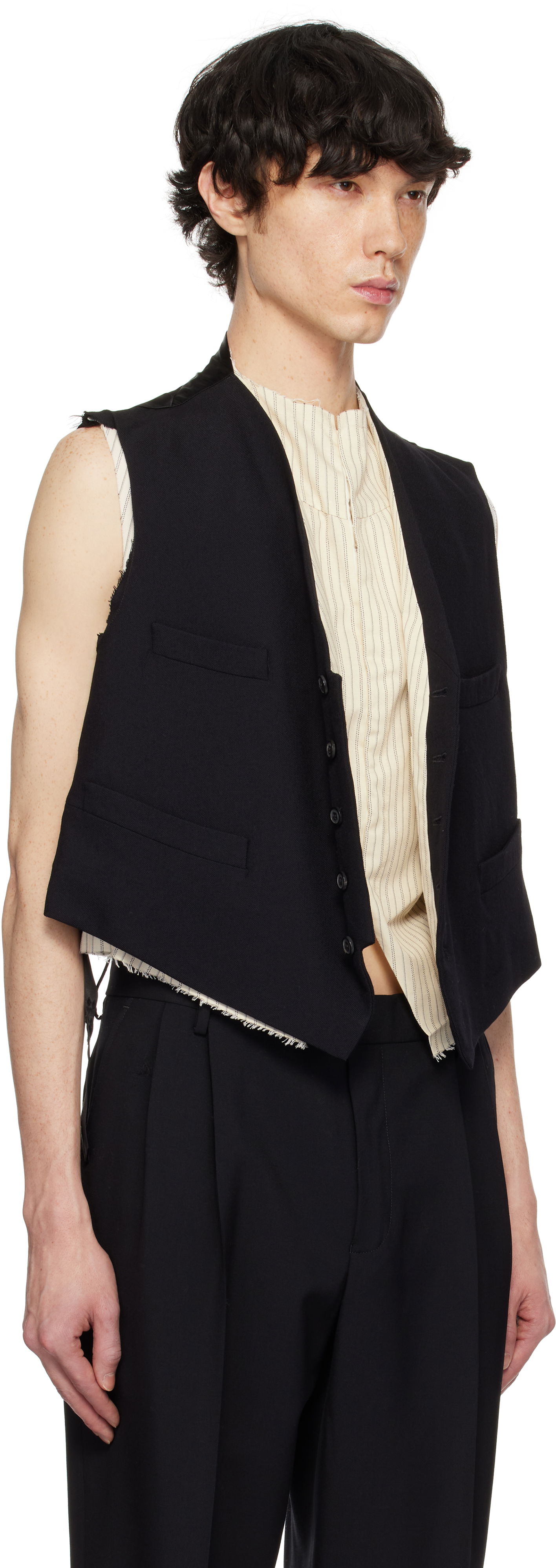 Liivi Maison Margiela Maison Margiela Raw Edge Waistcoat Musta | S50FB0110 S53915, 1