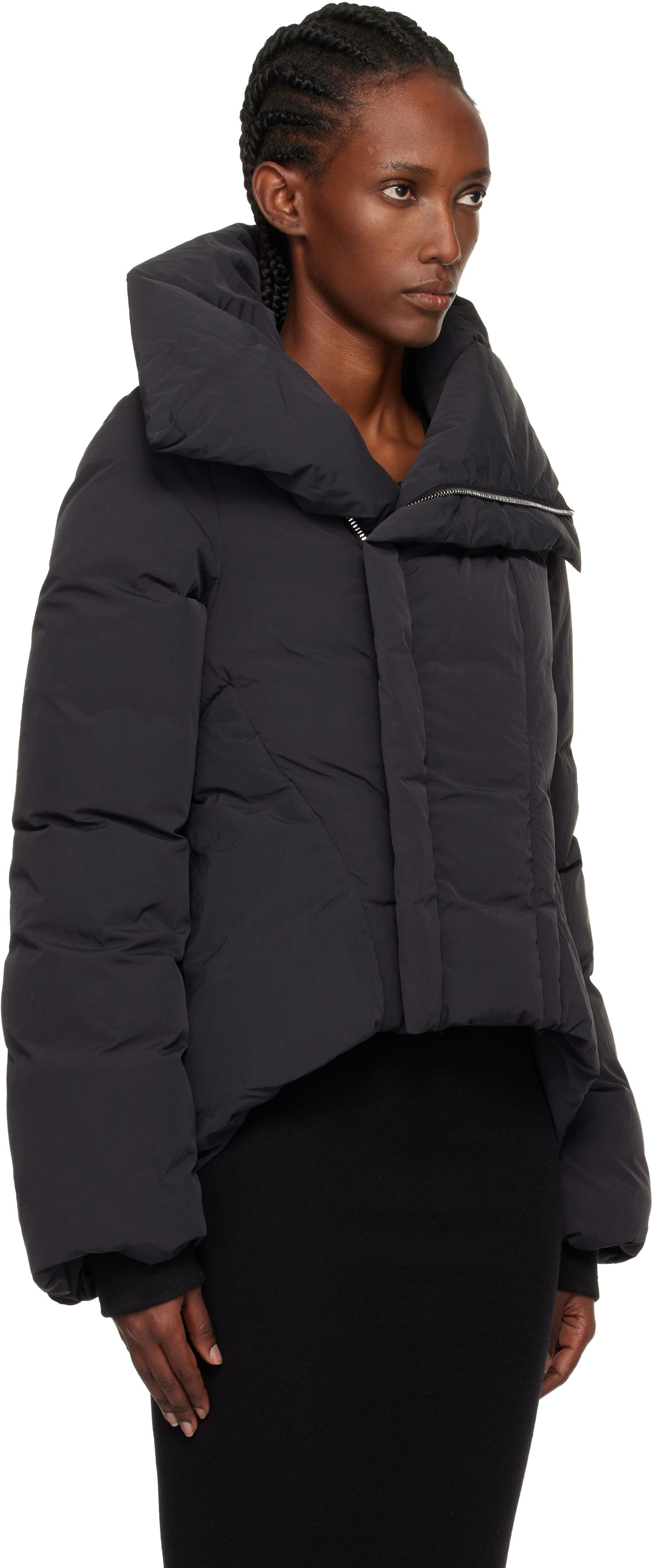 Puffer takki Rick Owens Rick Owens Concordians Naska Duvet Asymmetric Collar Down Jacket Musta | RP02E4746 MTD1, 1