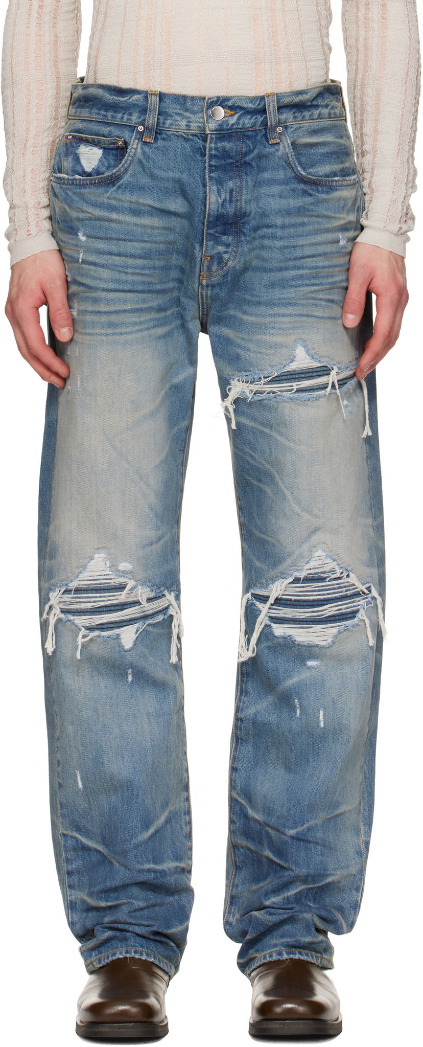 Jeans AMIRI AMIRI Pleated Denim Straight MX1 Jeans Sininen | AMDNGH1087