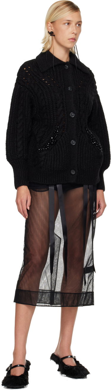 Villapaita Simone Rocha Simone Rocha Sculpted Chunky Knit Cardigan Musta | MZMK1B 0665, 3