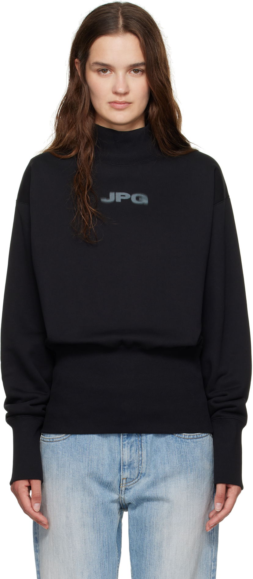 Huppari Jean Paul Gaultier Jean Paul Gaultier Cropped Mock Neck Sweatshirt Musta | 25/03-W-TO289-J003-0004