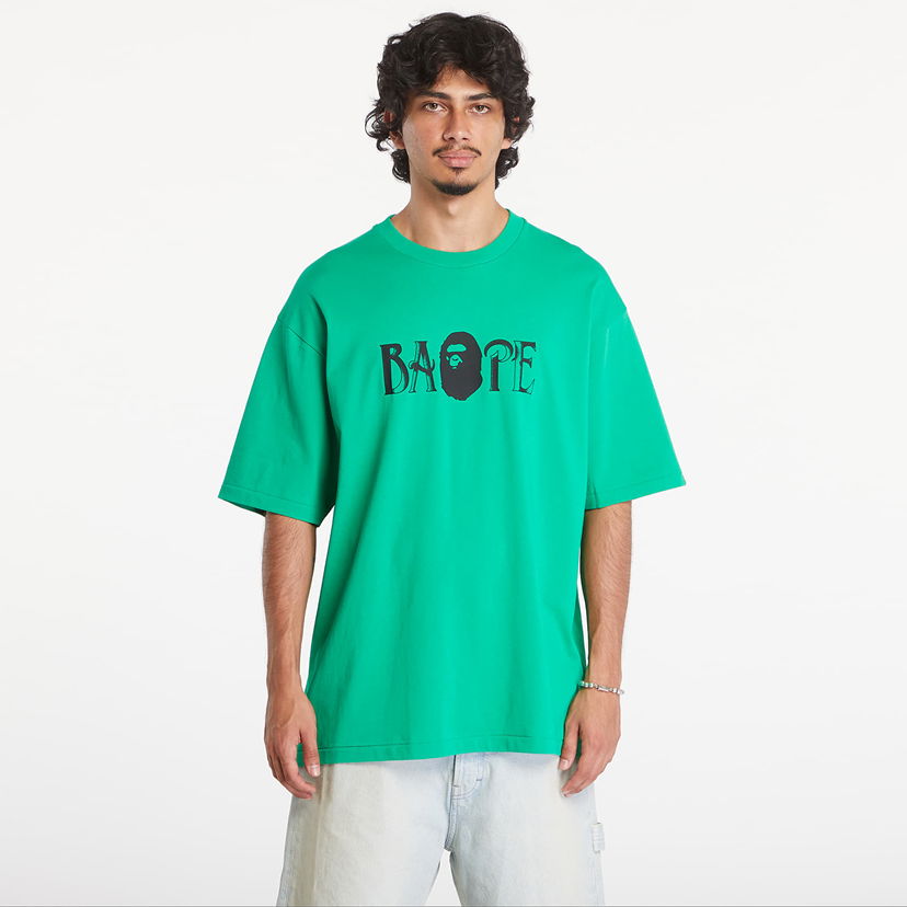 T-paita BAPE A BATHING APE Screen Print Logo Relaxed Fit Short Sleeve Tee Green Vihreä | 001TEK801347M GRN
