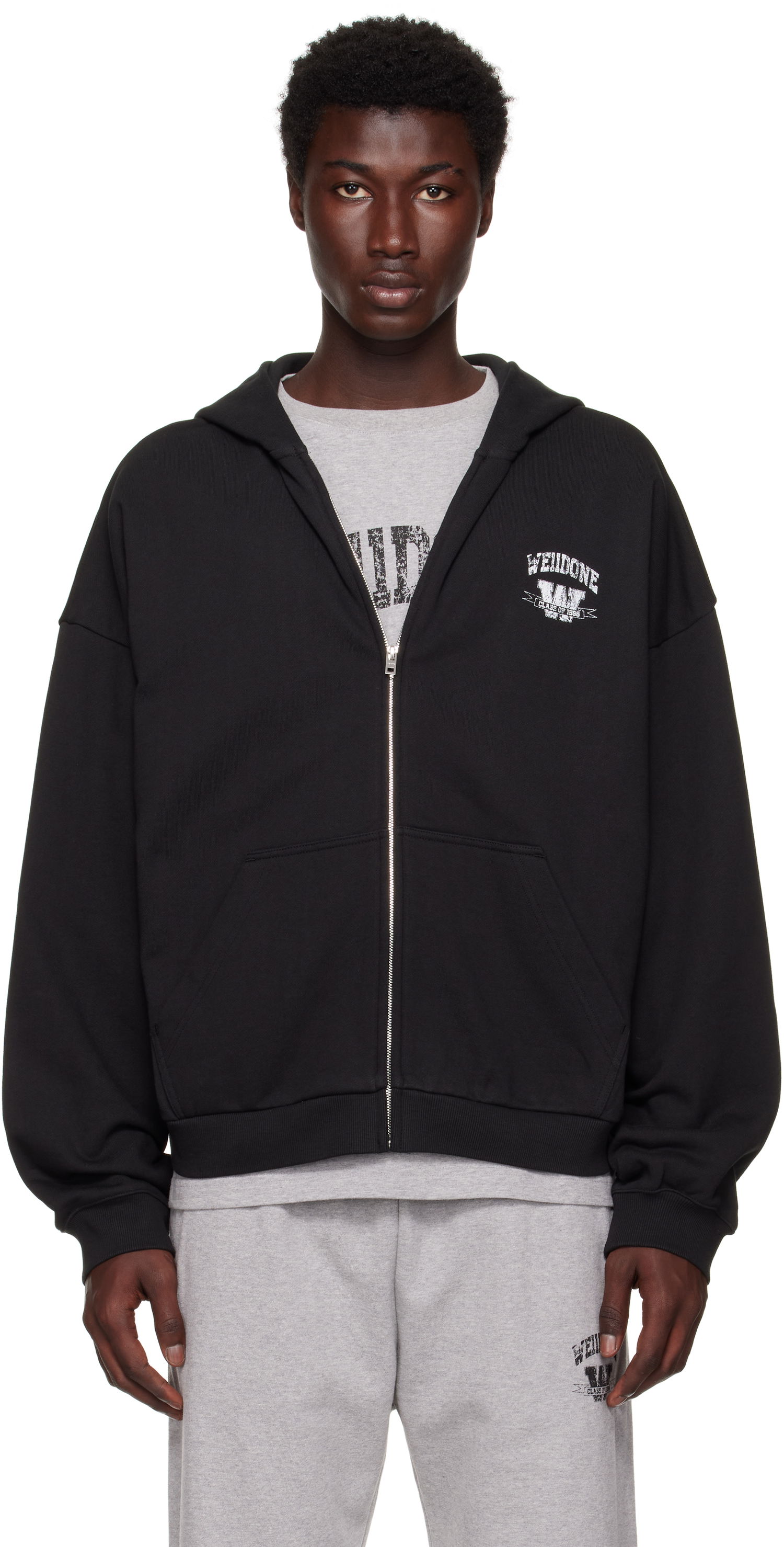 Huppari We11done We11done Collegiate Zip-Up Hoodie Musta | WD-TJ2-25-846-U-BK, 0