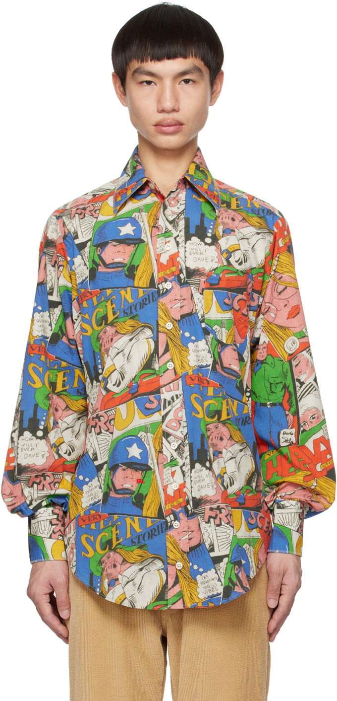 Paita ERL Multicolor Comic Print Shirt Monivärinen | ERL06B011