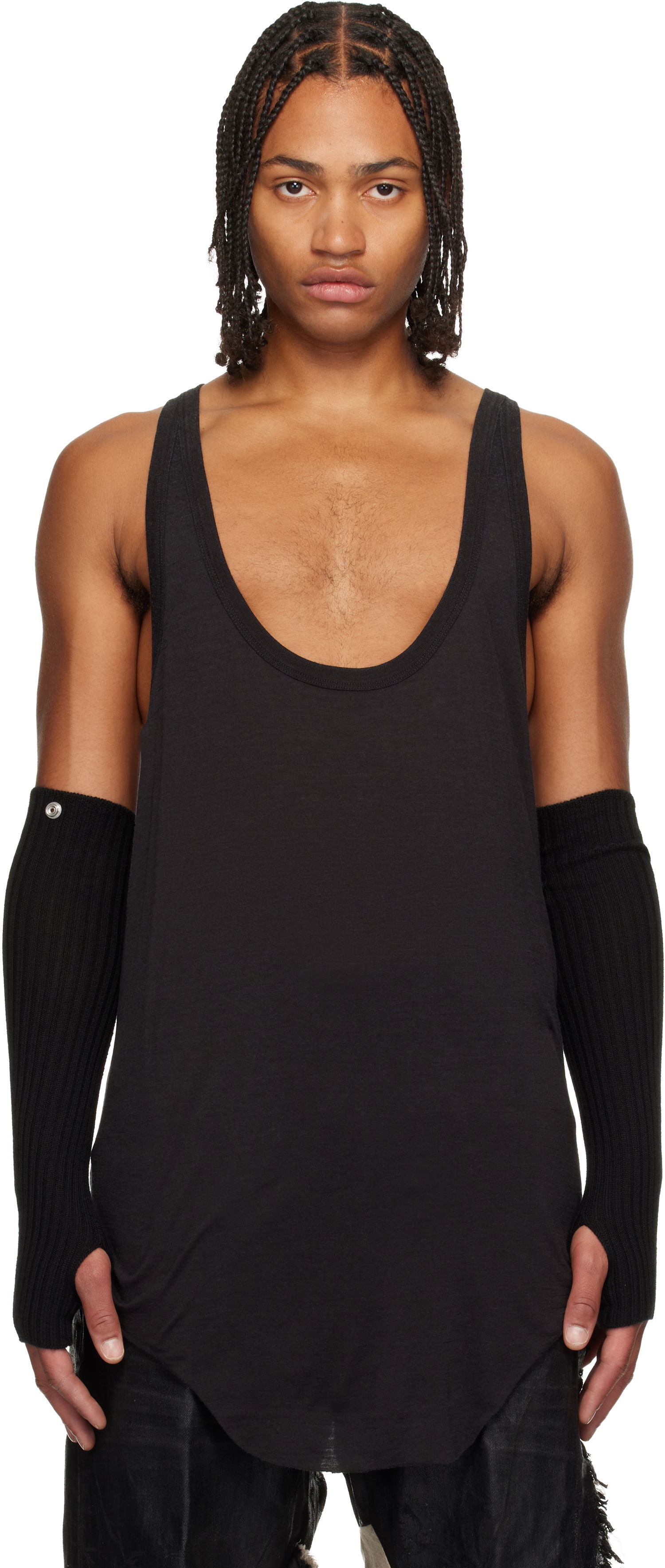 Tankkitoppi Rick Owens Concordians Pony Deep Scoop Neck Tank Top Musta | RR02E1101 JSW, 0