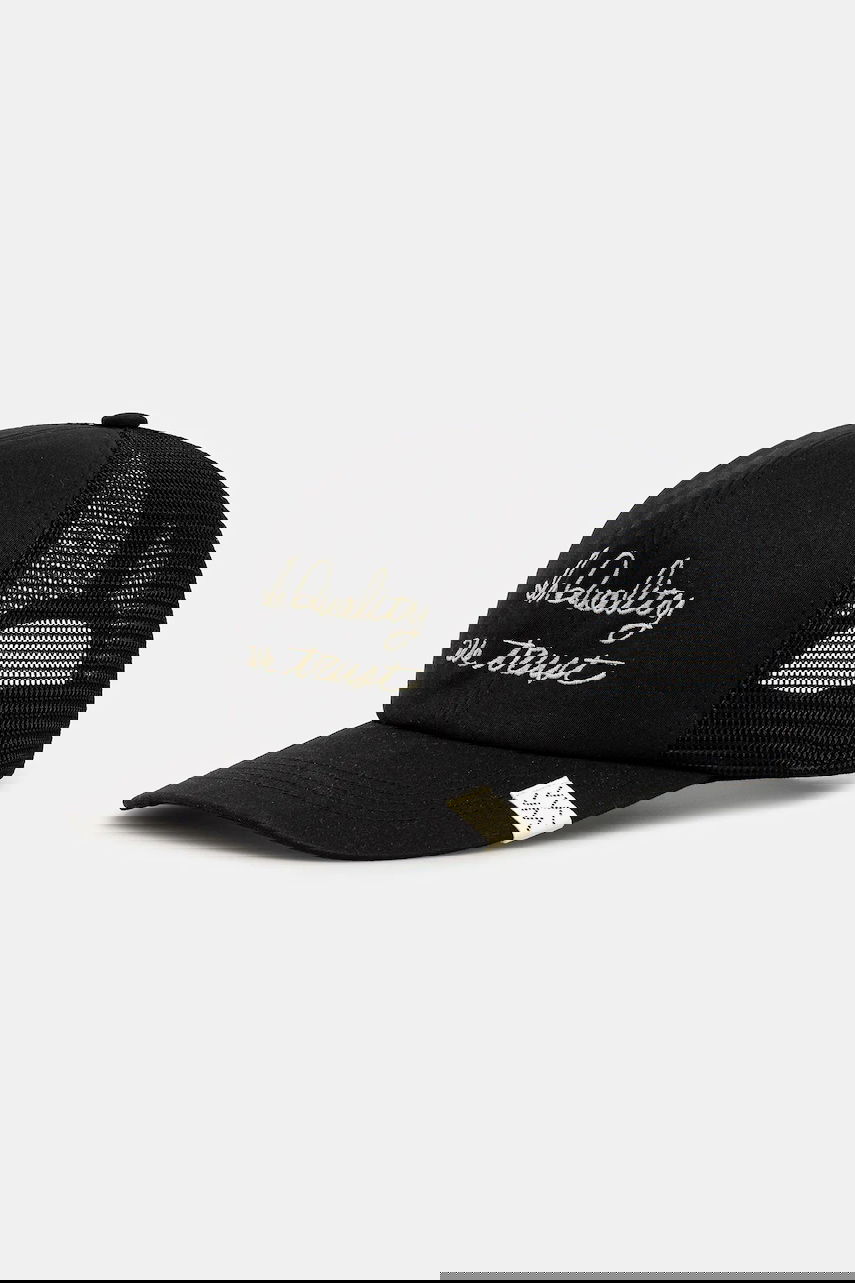 Korkki visvim goodyear ii Trucker Cap with 'In Quality We Trust' Embroidery Musta | 125103003009, 0