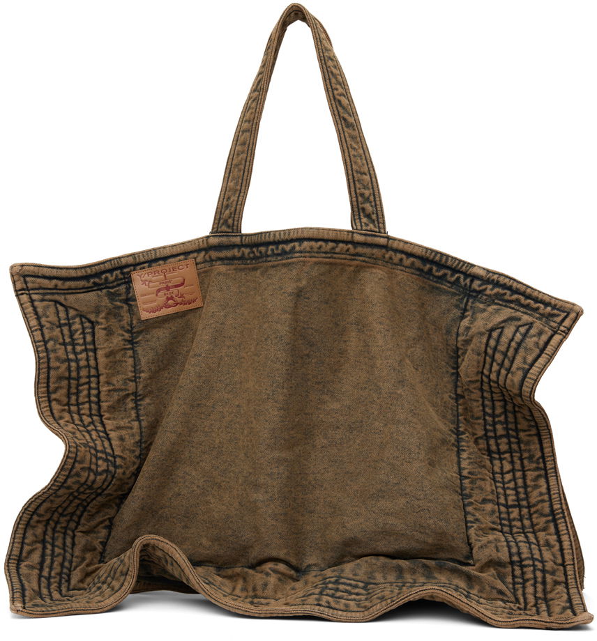 Kangaskassi Y/PROJECT Beige Maxi Wire Cabas Denim Tote Ruskea | 620BA005, 0