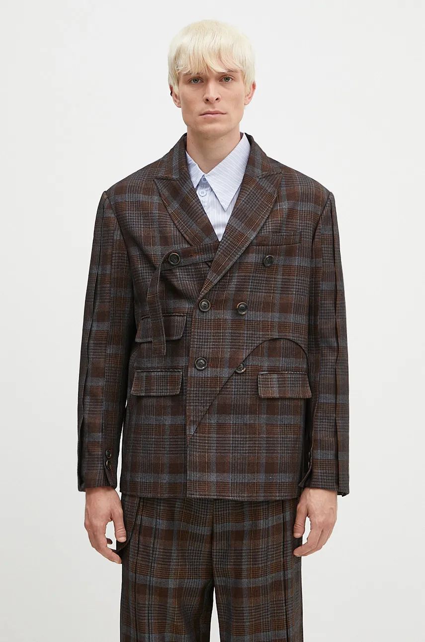 Takki Andersson Bell Soe Check Wrap Double Breasted Jacket Ruskea | awa628m, 0