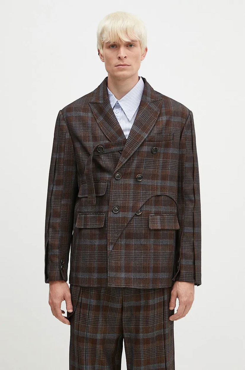 Takki Andersson Bell Soe Check Wrap Double Breasted Jacket Ruskea | awa628m