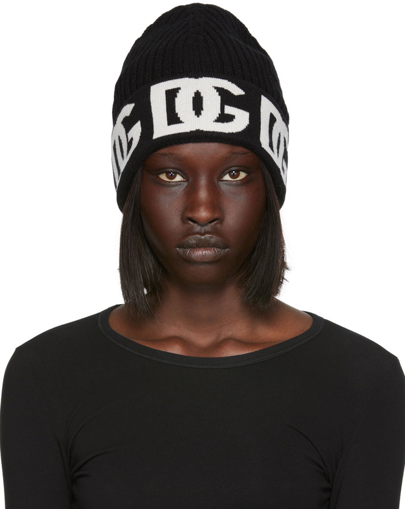 Pipo Dolce & Gabbana Black Logo Beanie Musta | FXI31T JAWP5