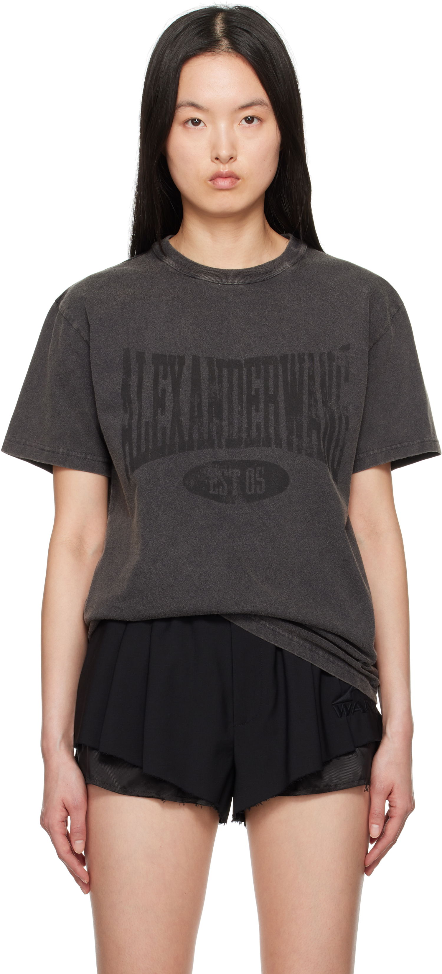 T-paita Alexander Wang Alexander Wang.t Distressed Logo T-Shirt Harmaa | 4CC2251542, 0