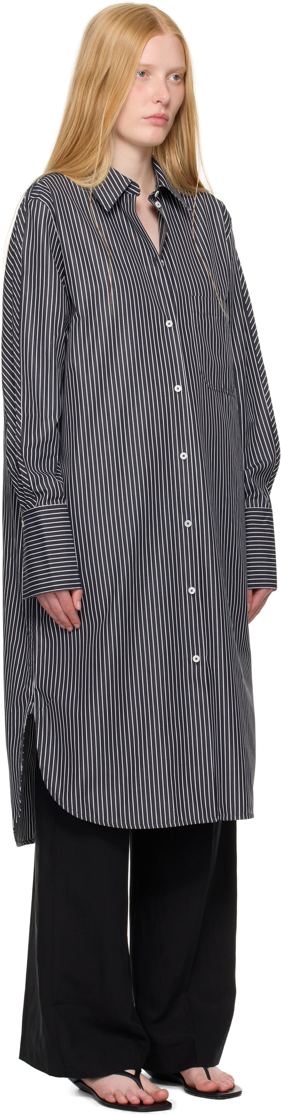 Mekko TOTEME TOTEME Striped Shirt Dress Musta | 253-WRD0201-FB0436, 1
