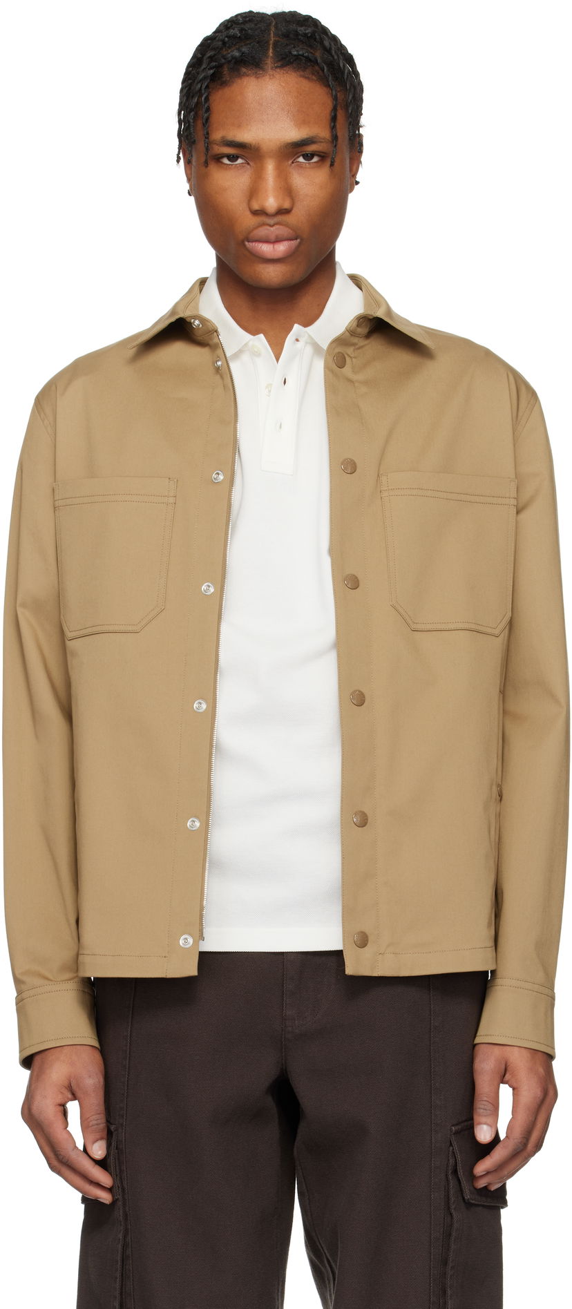 Paita Moncler Moncler Cotton Gabardine Overshirt Beige | K10912F0002257448