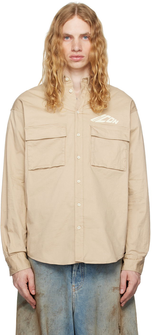 Paita DSQUARED2 Icon Dropped Shoulder Shirt Beige | S79DL0051_S35175