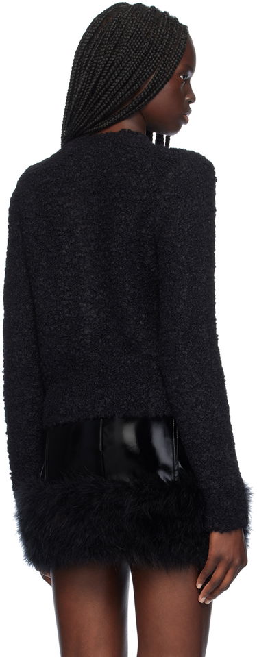 Villapaita Blumarine Blumarine Alpaca Brooch Cardigan With Feather Trim Musta | A444M120A, 2