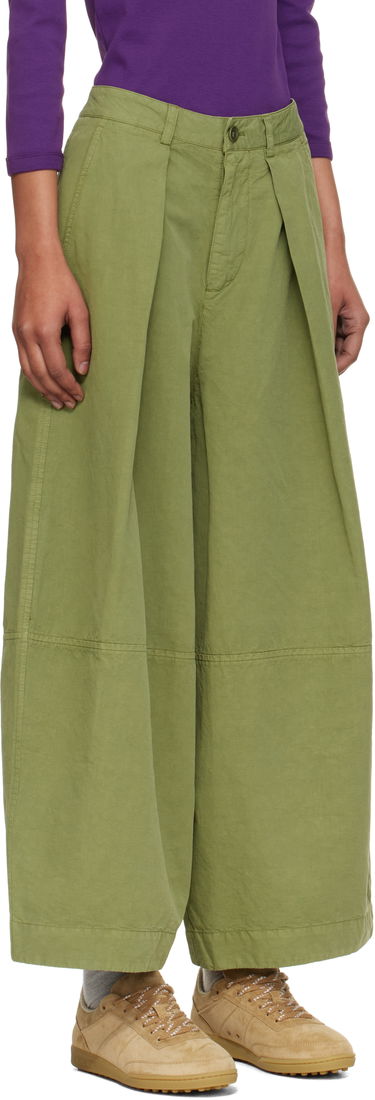 Housut YMC YMC Deadbeat Wide-Leg Pleated Trousers Vihreä | Q4YMB, 1
