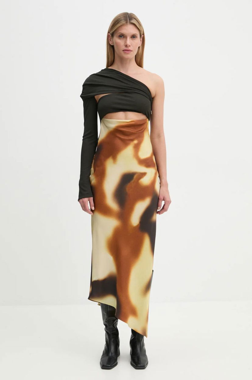 Mekko Nanushka One-shoulder Maxi Dress with Abstract Print Monivärinen | NW24FWDR41050