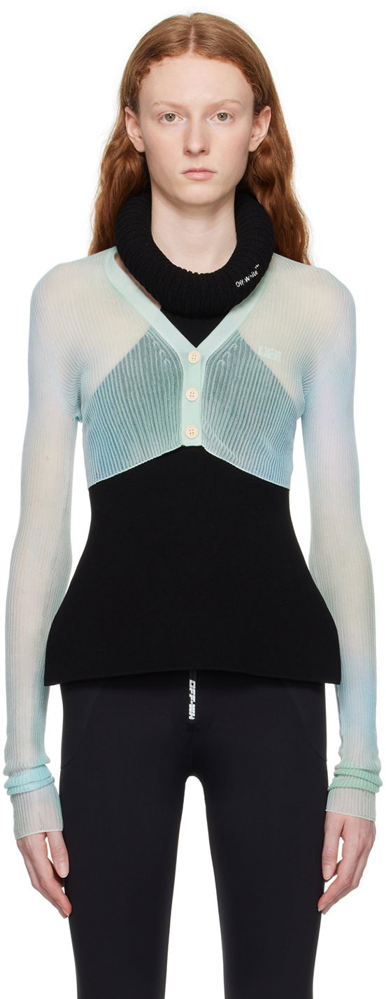 Villapaita Off-White Off-White See-Through Knit Cardigan Turkoosi | OWHB035S23KNI0014001, 0