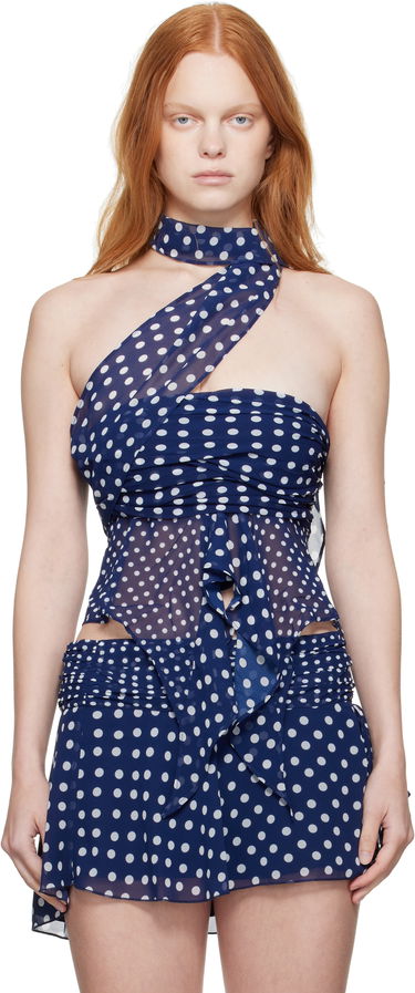 Tankkitoppi GUIZIO Guizio Chiffon Polka Dot Wrap Top Sininen | P25119W096, 0