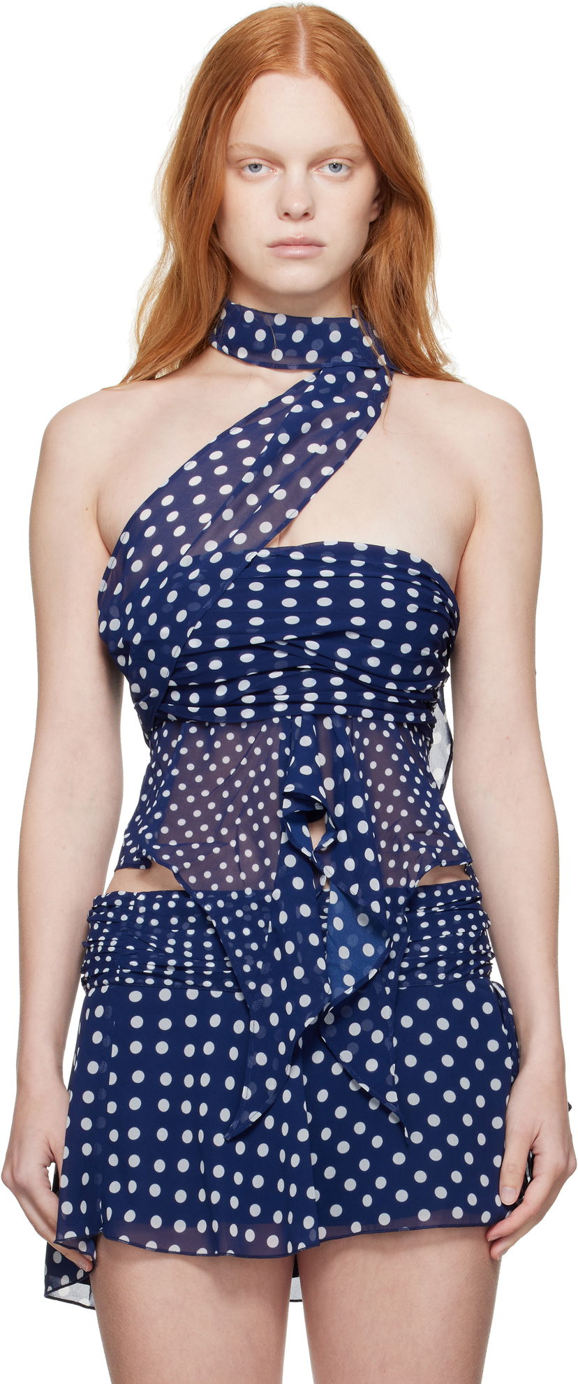 Tankkitoppi GUIZIO Guizio Chiffon Polka Dot Wrap Top Sininen | P25119W096