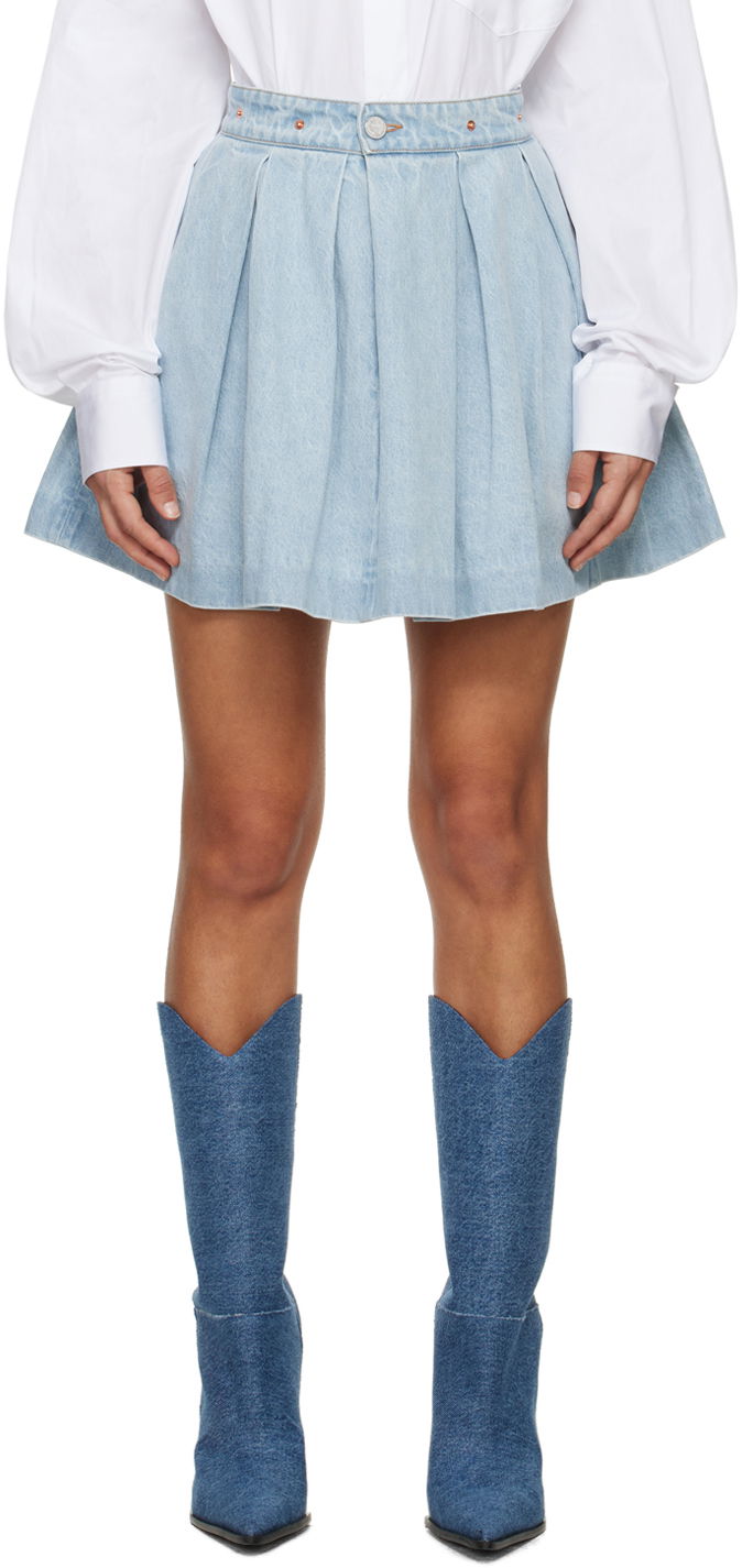 Hame VETEMENTS Pleated Denim Miniskirt Sininen | WE64SK600N