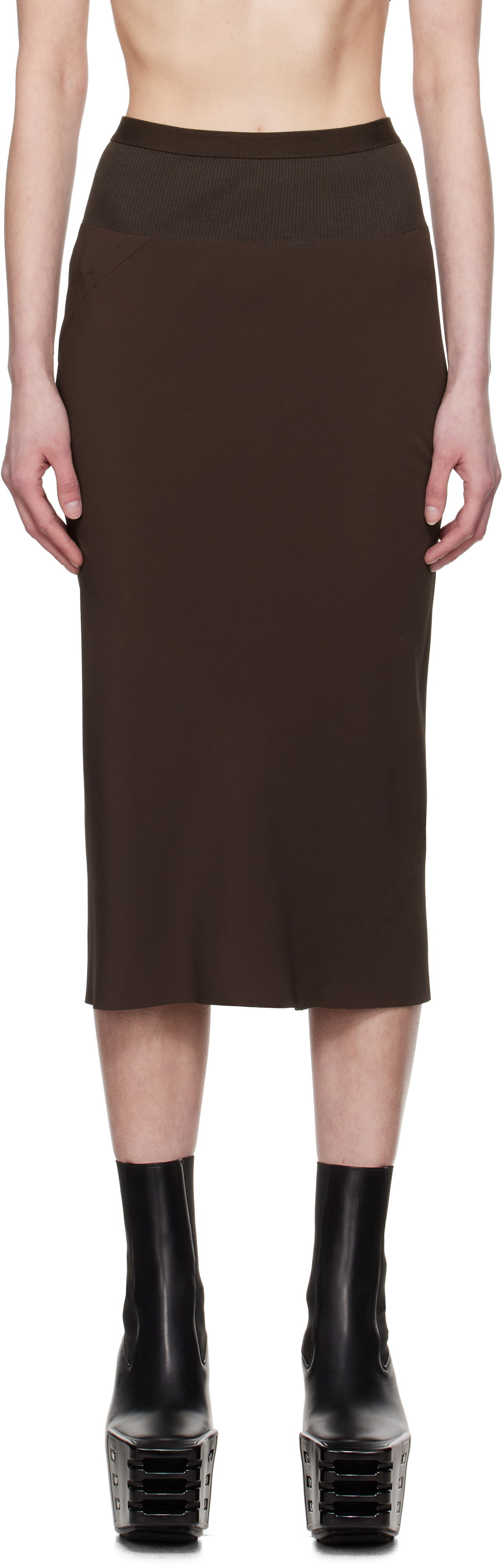 Hame Rick Owens Rick Owens Hollywood Knee Bias Midi Skirt Ruskea | RP01E7332 CC, 0